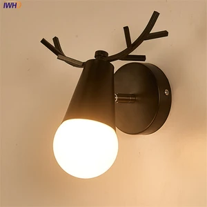 Cute Wood LED Wall Light Black Iron Deer Mirror Lights Fixture For Bedroom Living Room Creative Deer Wandlamp Applique Murale Cute Wood LED Wall Light Black Iron Deer Mirror Lights Fixture For Bedroom Living Room Creative Deer Wandlamp Applique Murale