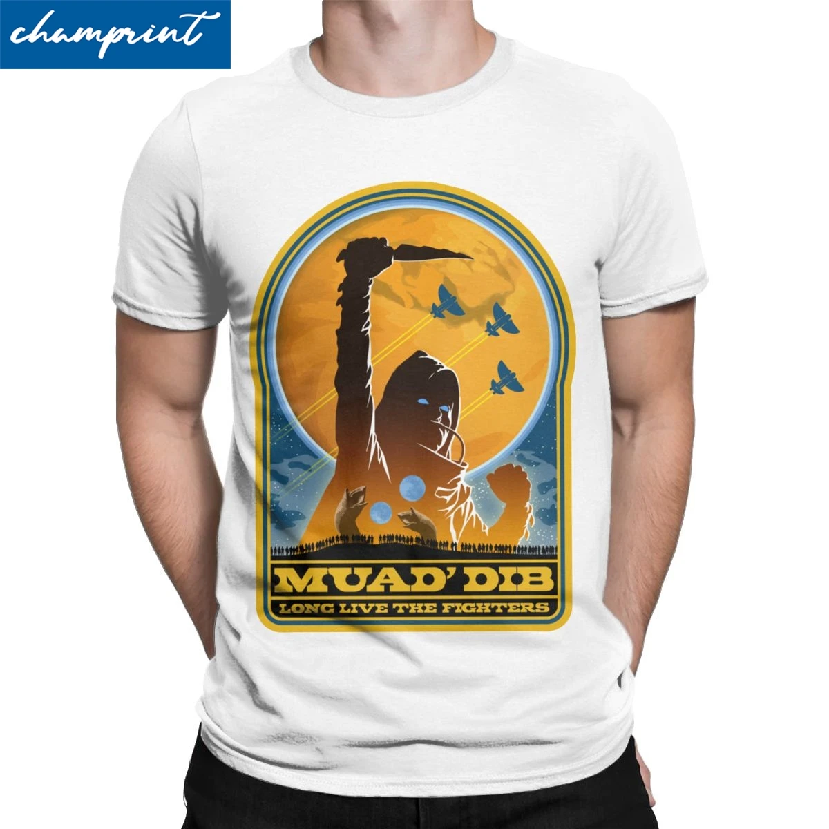Мужская Винтажная Футболка Dune Muad' Dib с коротким рукавом и круглым вырезом Новое