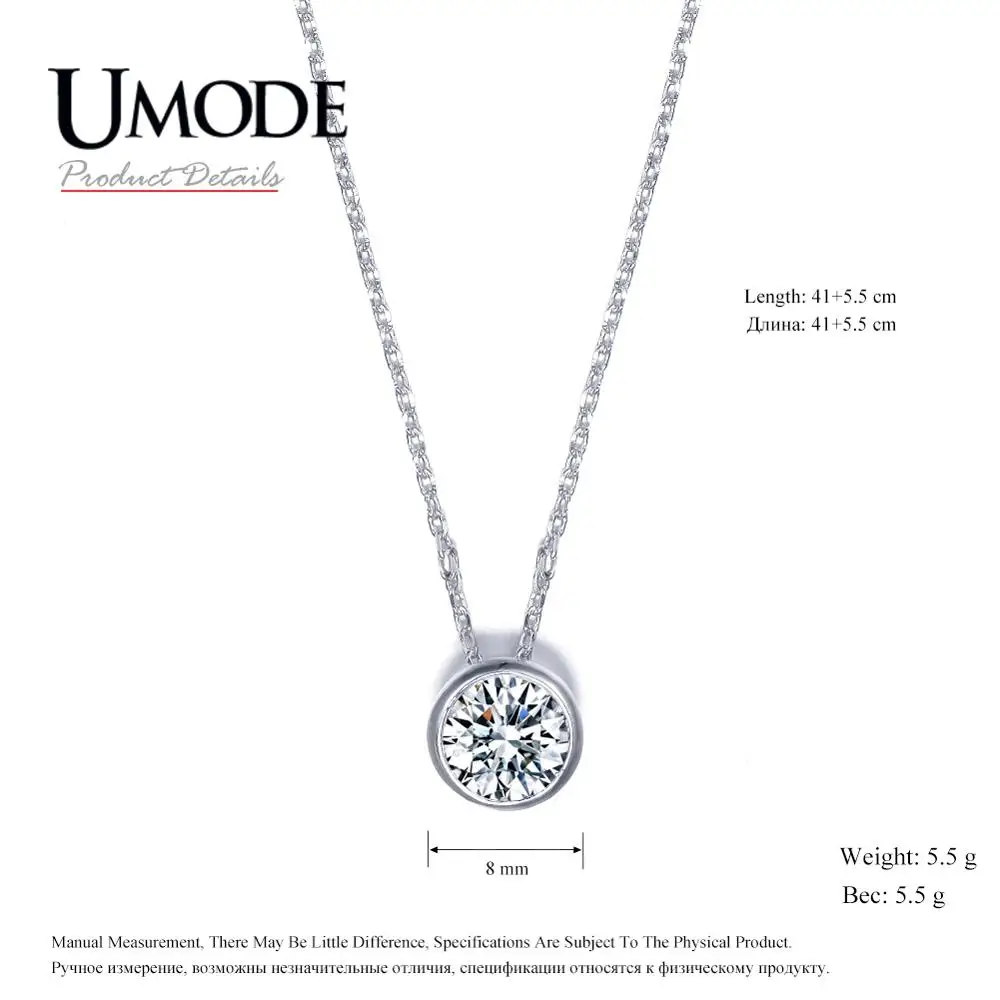 Женские ожерелья и подвески UMODE модные белого золота с 1ct AAA + CZ подарки AUN0034 |