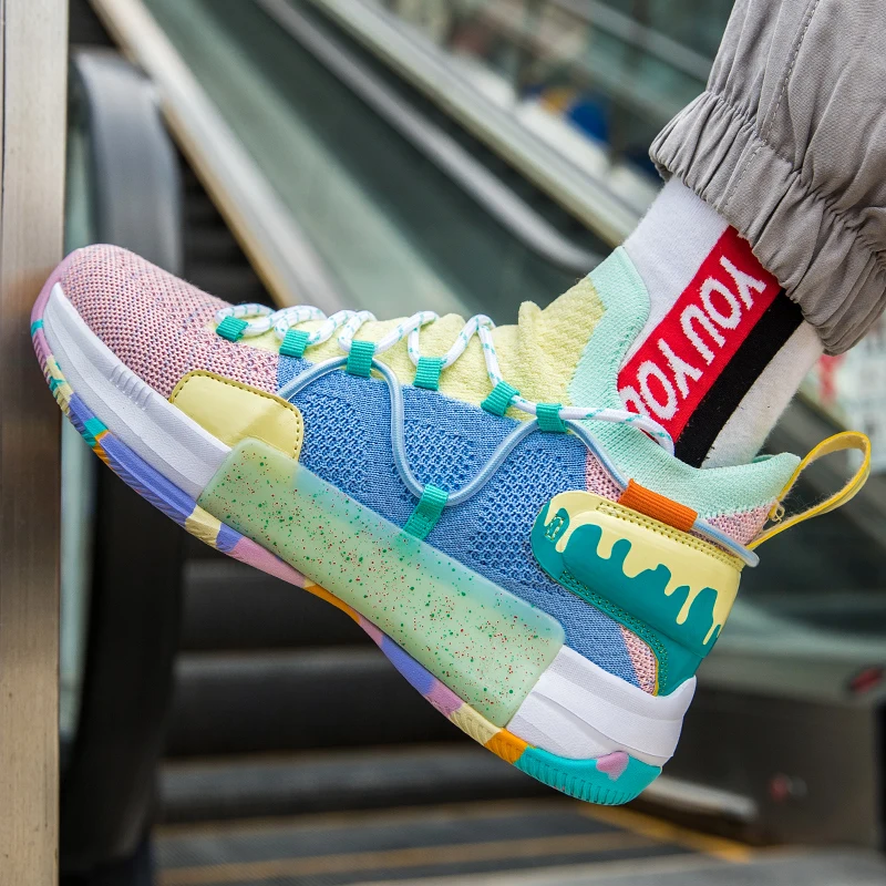 Мужские модные дизайнерские уникальные разноцветные кроссовки с защитой от