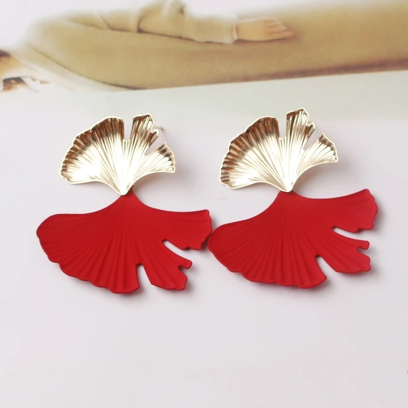 7 цветов большие серьги в форме листьев гинкго для женщин черные желтые золотые