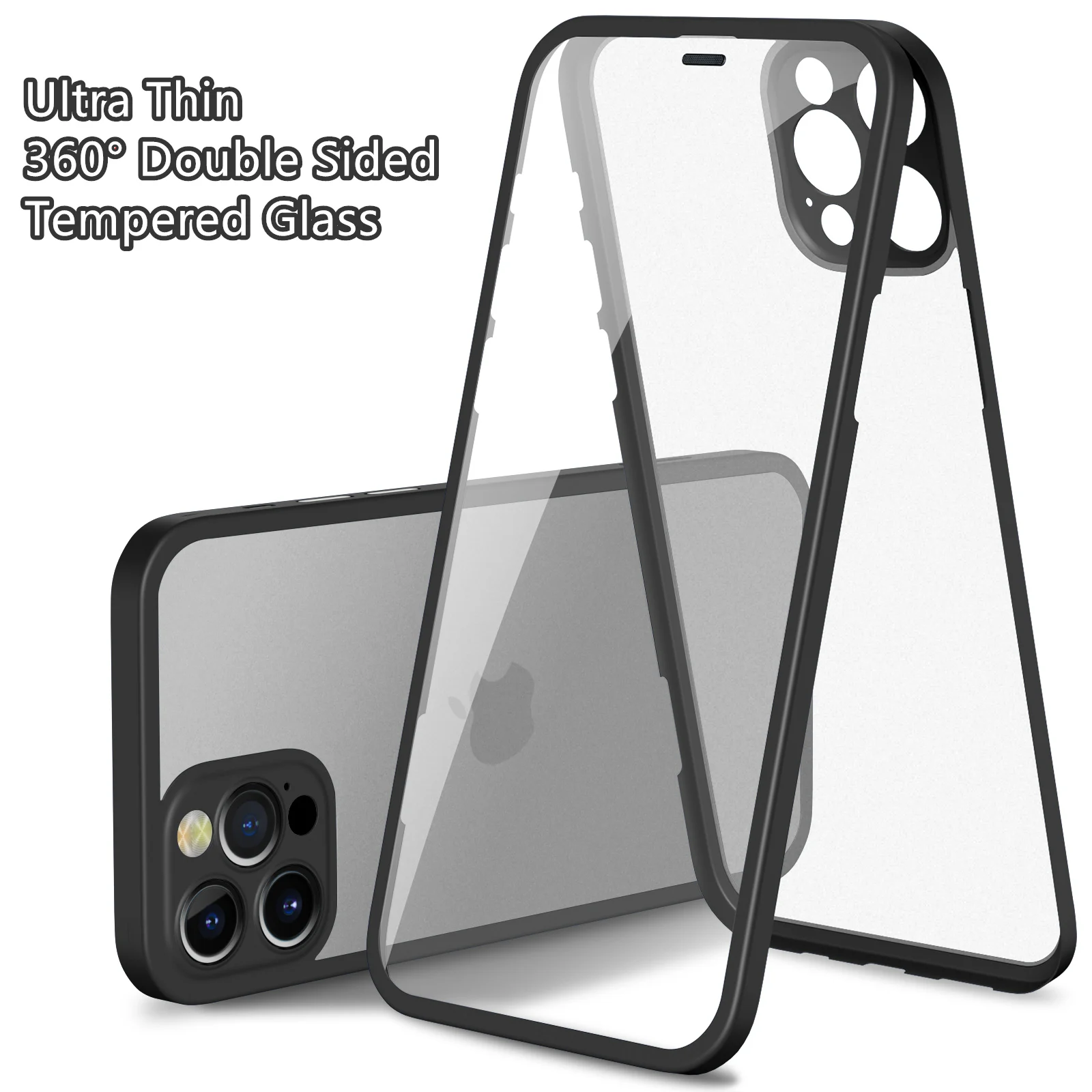 

Ultra Thin Phone Case for iPhone 12 Pro Max, 360 Degree Double Sided Tempered Glass Frosted Back Cover with Lens Protection