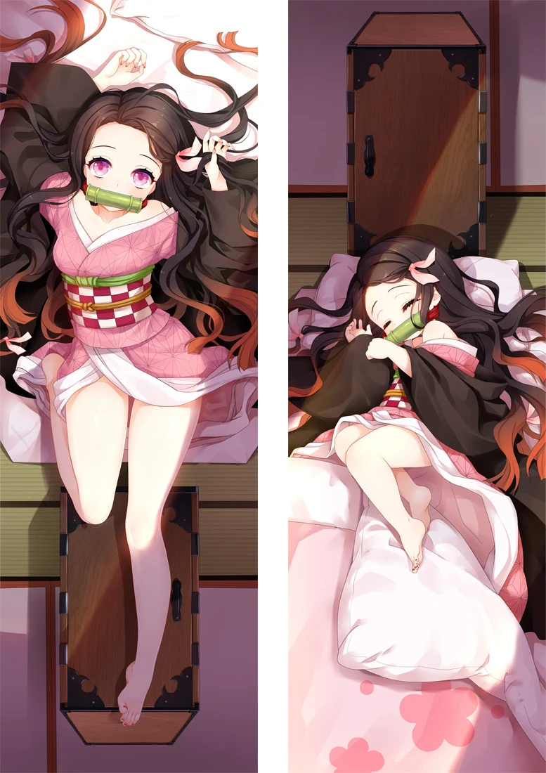 

2019-May Japanese Anime Demon Slayer: Kimetsu no Yaiba Kamado Nezuko Hugging Body Pillow Cover Dakimakura Body Pillow Case cover