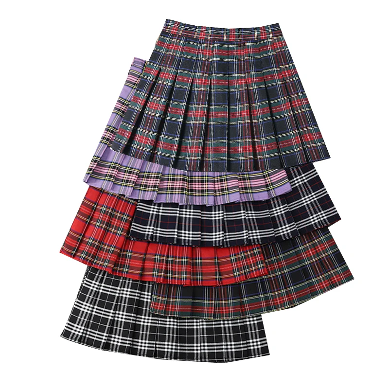 

Юбка-трапеция Женская клетчатая Плиссированная, модная шикарная мини-юбка с завышенной талией для девушек, юбка для тенниса на лето