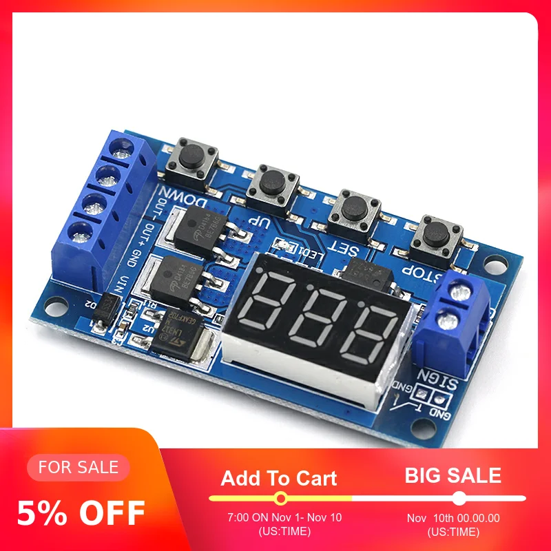 DC 12 В 24 в двойной МОП светодиодный цифровой реле задержки времени цикл запуска