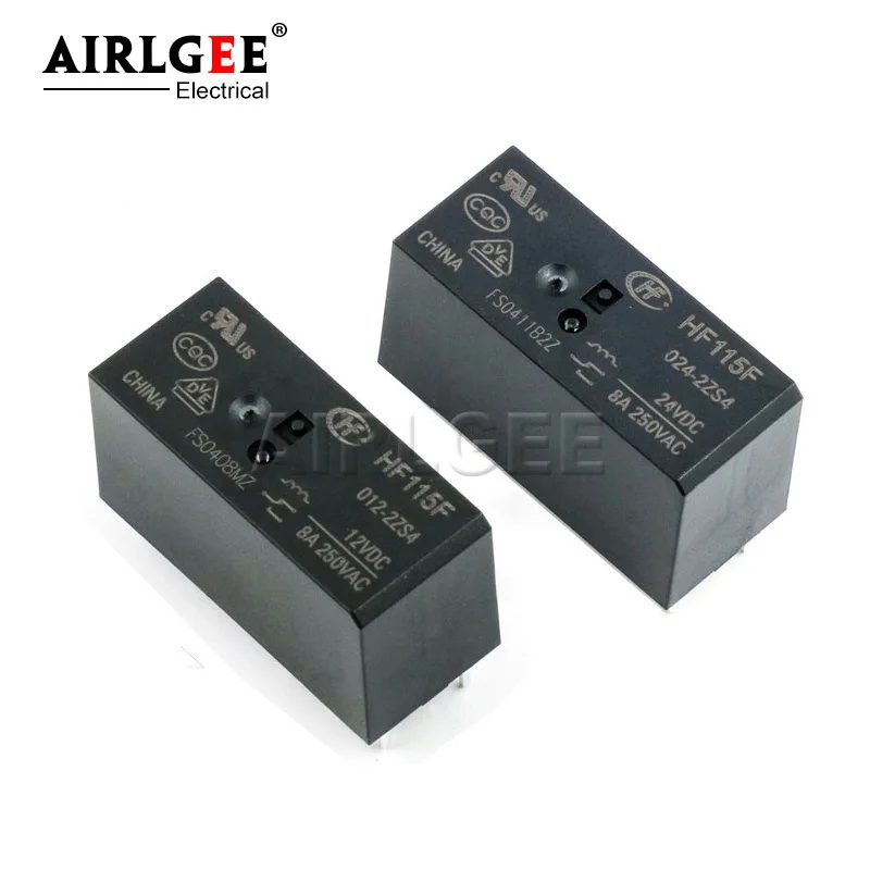 8-полюсное двухполюсное реле мощности DPDT HF-115F-024-2ZS4 24 В в переменного тока 8 А 10 шт. |