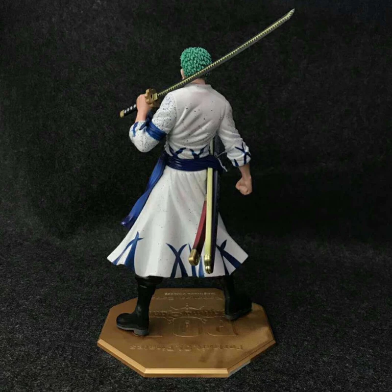 

23cm Japan One Piece Roronoa Zoro Anime Action Figure Three Swordsman White Clothes PVC Collection Model Dolls Toy Boys Gifts