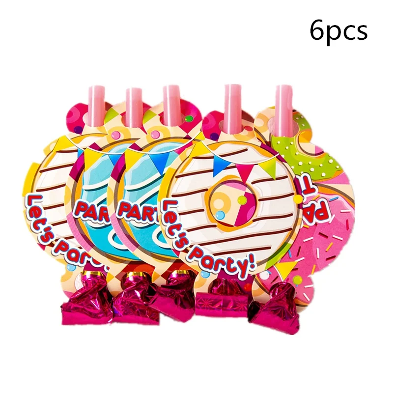 6pcs blowing dragon Пончик тематические праздничные бумажные соломинки 10 шт. чай время пончики десерт для маленьких детей события День Рождения украшения питьевой соломы поставки - Цвет: 6pcs blowing dragon