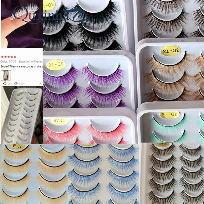 

10Pairs 3D Faux Mink Eyelashes Colorful Natural Long False Eyelashes Dramatic Fake Lashes Makeup Extension Eyelashes maquiagem