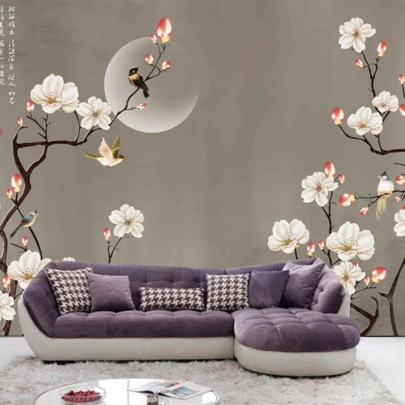 

Custom Photo Wallpaper 3D Hand Painted Flowers And Birds Mural Living Room Bedroom Home Decor Fresco Papel De Parede Wallpapers