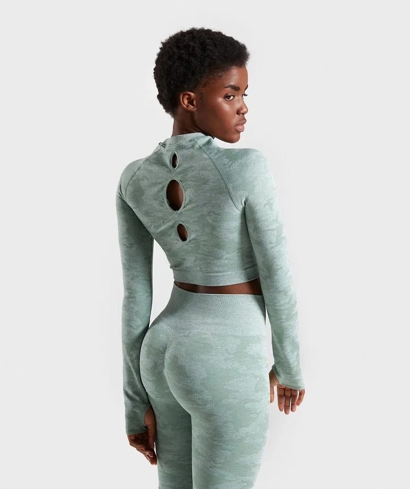 3 шт. Камуфляжный бесшовный комплект женские комплекты для спортзала спортивная