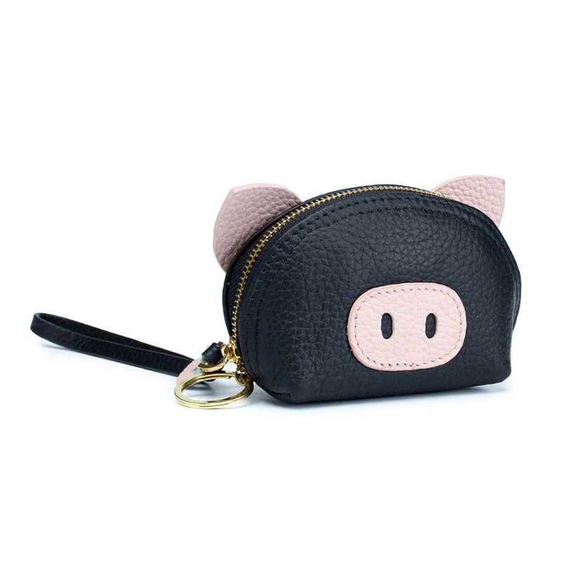 

Cartoon Animal Piggy Wallet Credit Card Holder Leather Coin Purse Keyring Case X5XA