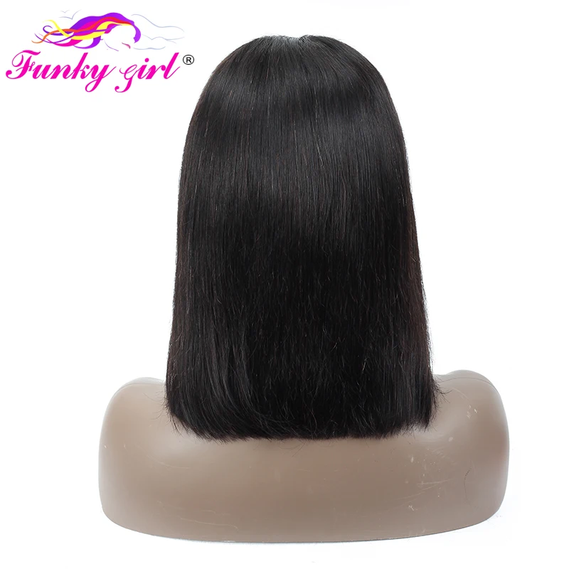 Funky Girl 13x4 человеческие волосы на кружеве, парики предварительно выщипанной плотности, 150%, бразильские волосы Remy, прямые волосы на кружеве, парик для черных женщин