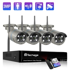 techage hd 3mp wireless camera system outdoor wifi ip camera two way audio record human detetcion home security cctv video p2p free global shipping