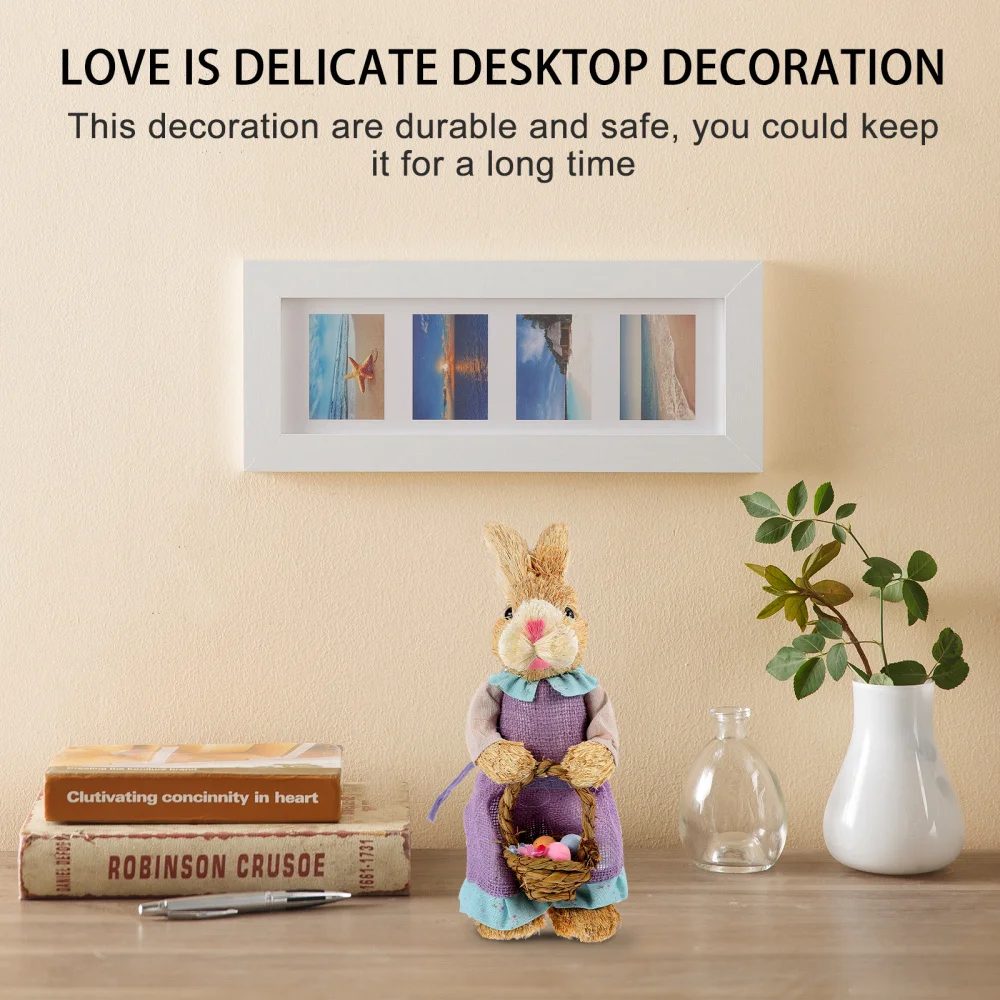 

Straw Easter Rabbit Bunny Home Office Party Desktop Ornament Rabbit(Random Pattern)