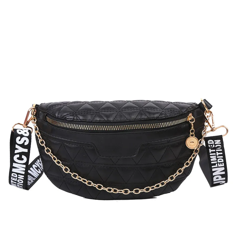 

New Chain Fanny Pack Women Leather Waist Bag Luxury Brand Chest Pack Mini Female Belt Bags Fashion Ladies Shoulder Crossbody Bag