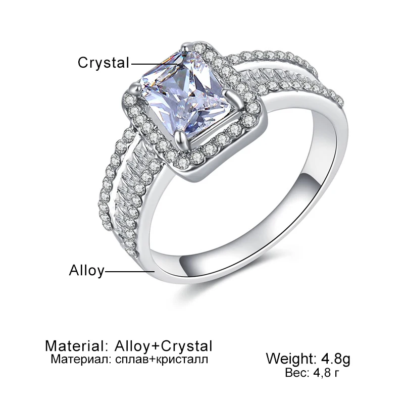 Модные серебряные кольца FNIO для женщин роскошные дизайнерские квадратные