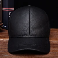2021 mens genuine leather baseball cap hat brand new style spring brand new style winter russian warm one fur caps hats