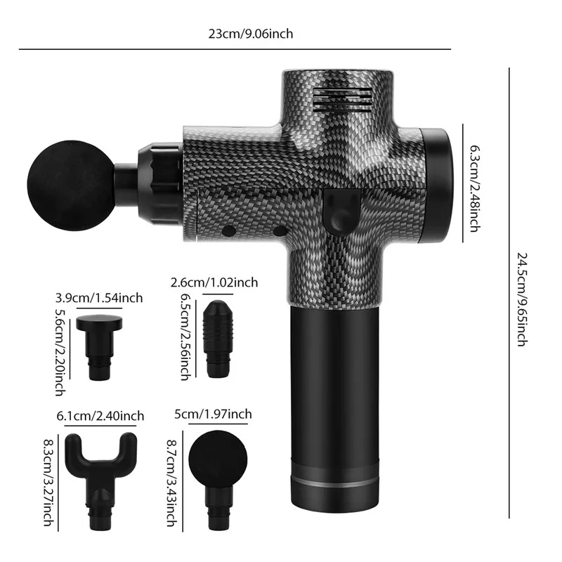 

Professional Fascia Gun Deep Tissue Massage Gun Cordless Muscle Stimulator 4 Replaceable Heads Body Massager with LED Display 31