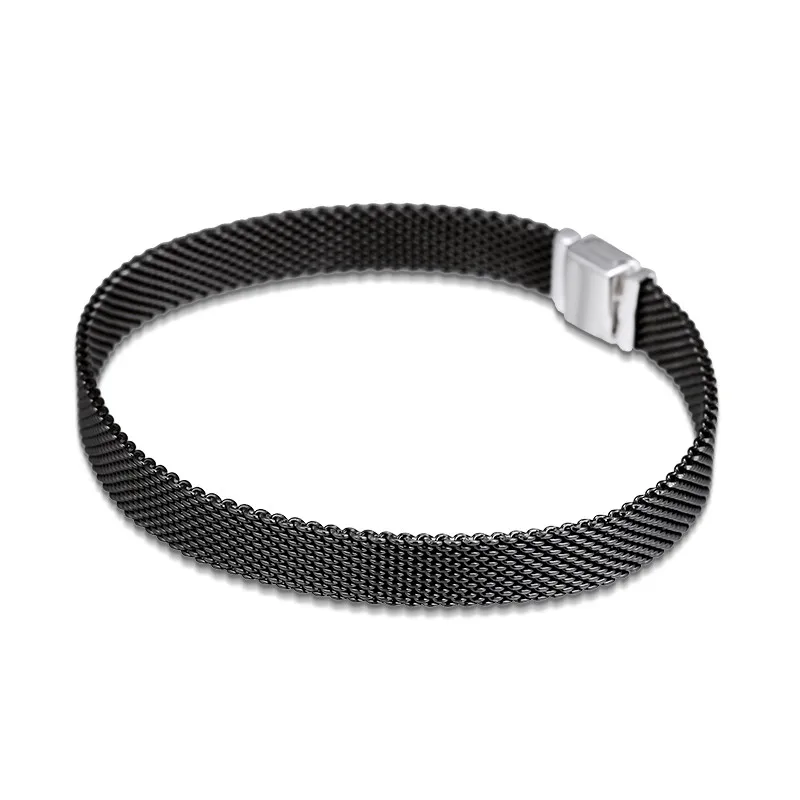 

2019 New Autumn Black bracelet Reflexions Oxidised Mesh bracelets for women fit silver Reflexions style charms beads DIY make