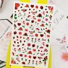 3D наклейки для ногтей, наклейки, красная роза, цветок, дизайн для девочек, украшения для ногтей, наклейки, слайдеры, аксессуары для маникюра, украшения для ногтей