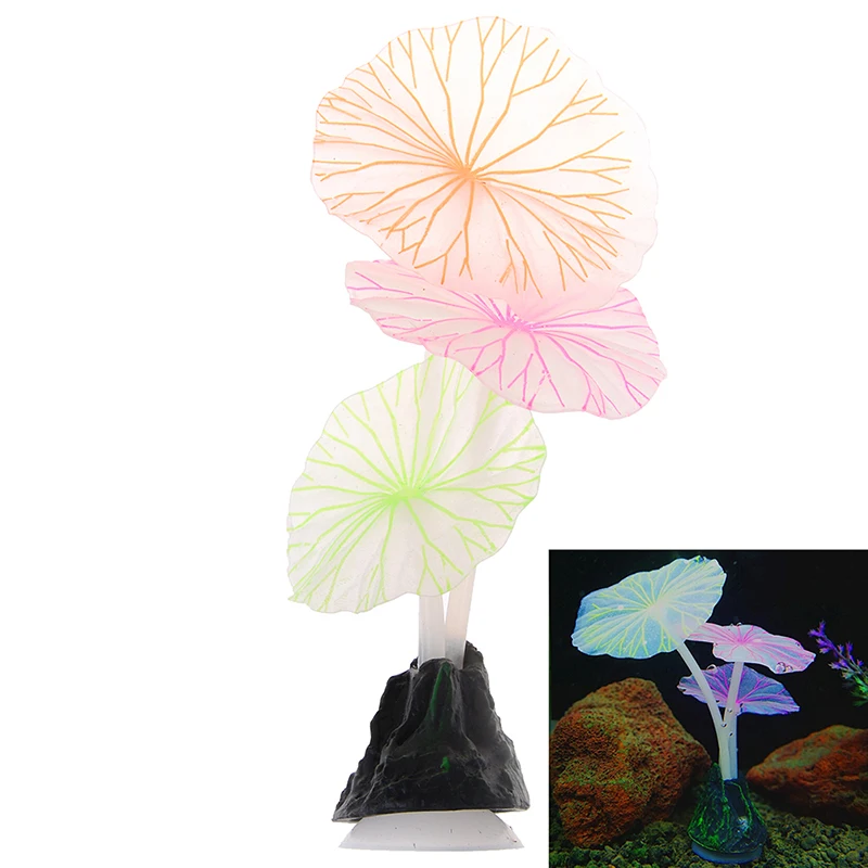 

1PC Fluorescent Artificial Coral Reef Glowing Lotus Leaf Mushroom luminous Stones Aquariums Fish Tank luminous Decor Accessories