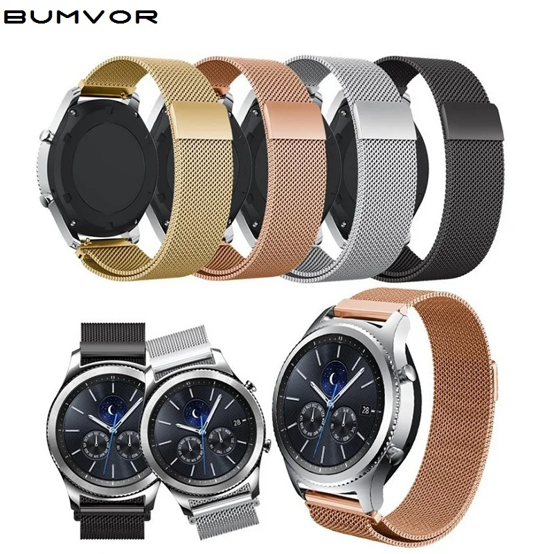 Миланская петля ремешок для часов samsung gear S3 Classic/S3 Frontier/galaxy watch 46 мм 42 мм Регулируемая нержавеющая сталь 22 мм 20 мм