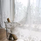 Тюль с вышивкой в стиле простоты, жаккардовые тюлевые шторы с цветочным узором для окон, для гостиной, спальни