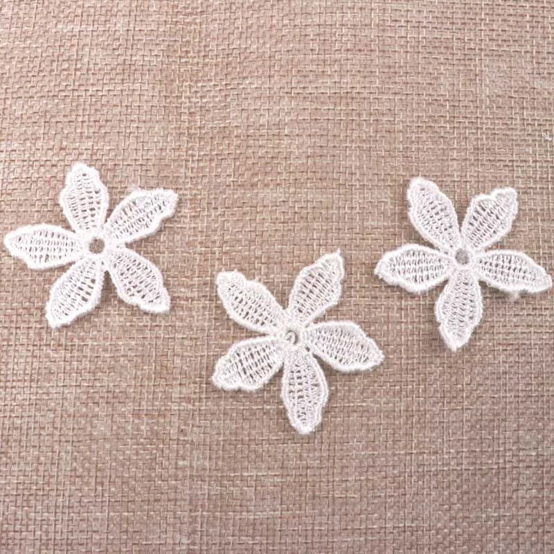 30pcs Beautiful flower White Color Lace Trim Embroidered Ribbon Accessories Decoration Sew On Guipure DIY 40mm | Дом и сад