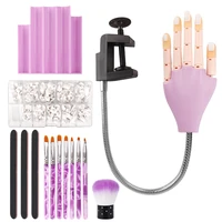 manicure practice hand flexible reusable hand model bendable finger with nail tips adjustable training model hands kit