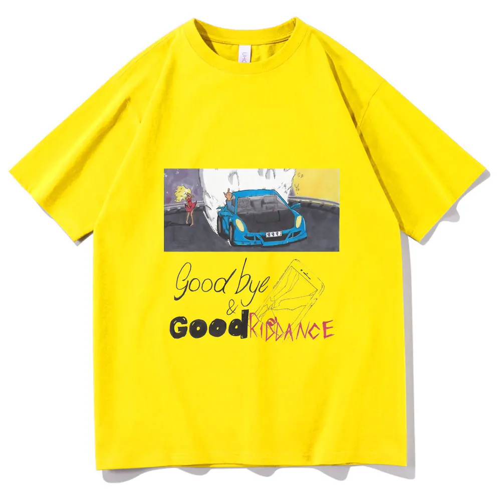 

Rice Car Print Tshirt Good Bue Letter T-shirt Good Riooance Short Sleeve Tee Men Women Short Sleeve T Shirt Top Summer Mens Gift