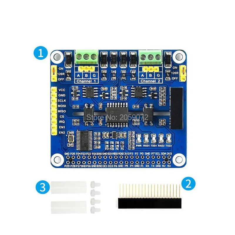 

Raspberry Pi 2-channel isolated rs485 expansion hat for Raspberry Pi 3B 4B Zero W