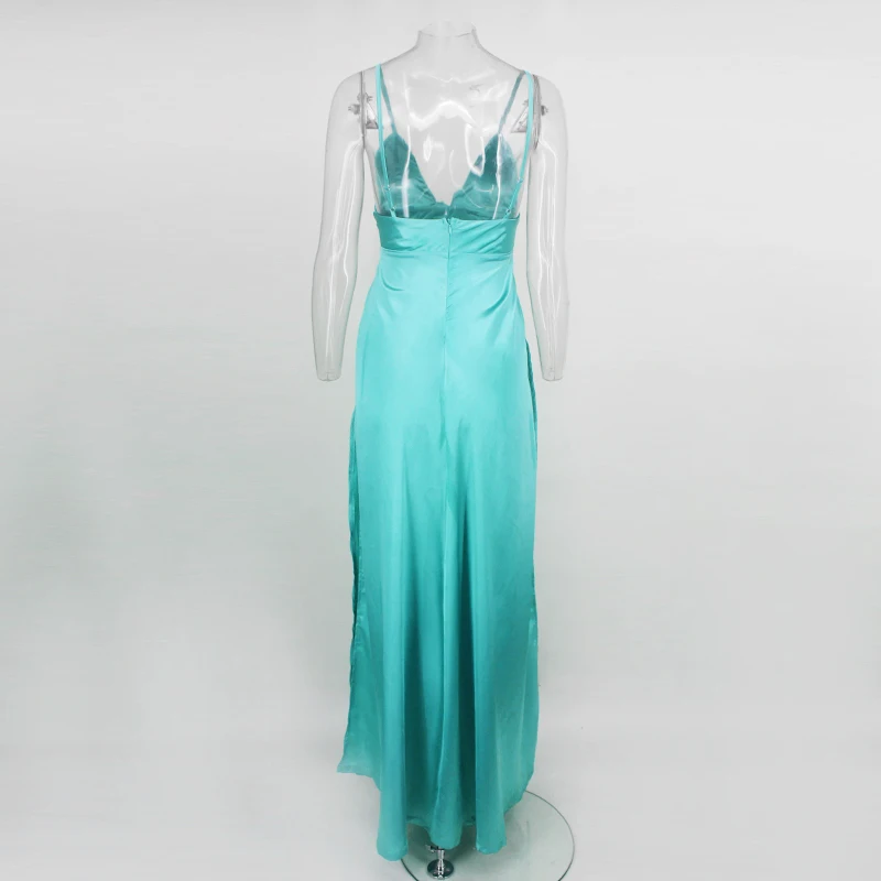 DRESSMECB, новое модное летнее платье, женское сексуальное вечернее платье с глубоким v-образным вырезом и высоким разрезом, элегантное платье на бретельках Vestidos