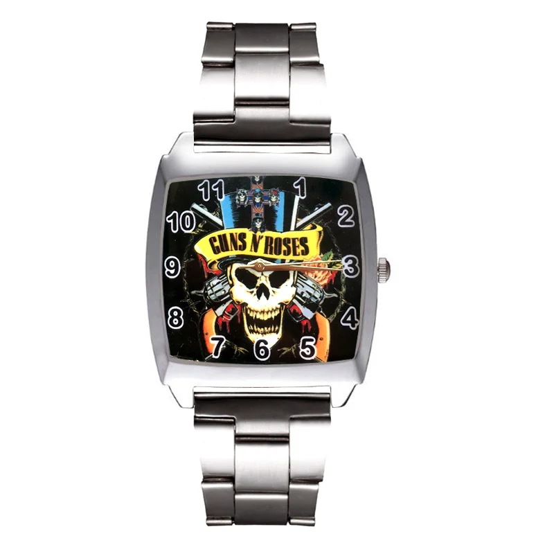 

Cartoon skeleton skull Rectangle style dial Men's Women's Student boys girls Quartz metal steel Wrist Watches JD47