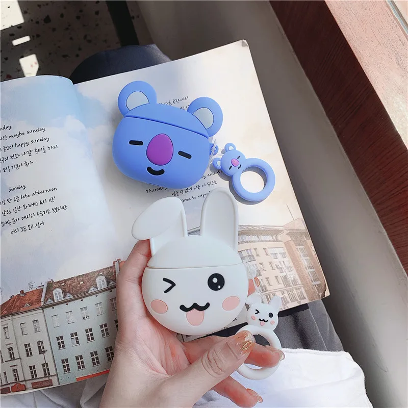 Для AirPod 2 Чехол 3D коала Медведь Кролик мультфильм Мягкие силиконовые беспроводные кожухи головных телефонов для Apple Airpods чехол милый чехол Funda
