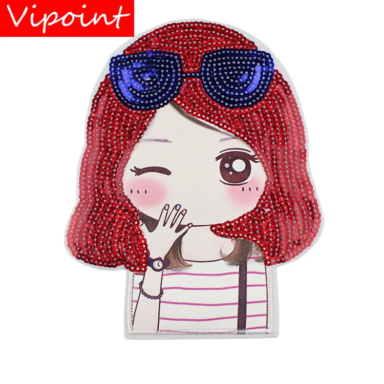 Вышивка блестками печать девушки патчи для куртки значки джинсы аппликация YXG
