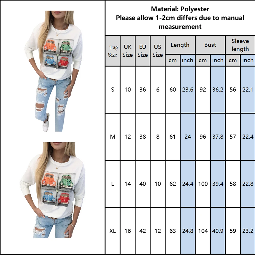 

T shirts Fashion Women Tops Long sleeve car pattern printed top summer o neck loose female Cotton t shirt Spring and Autumn Q30