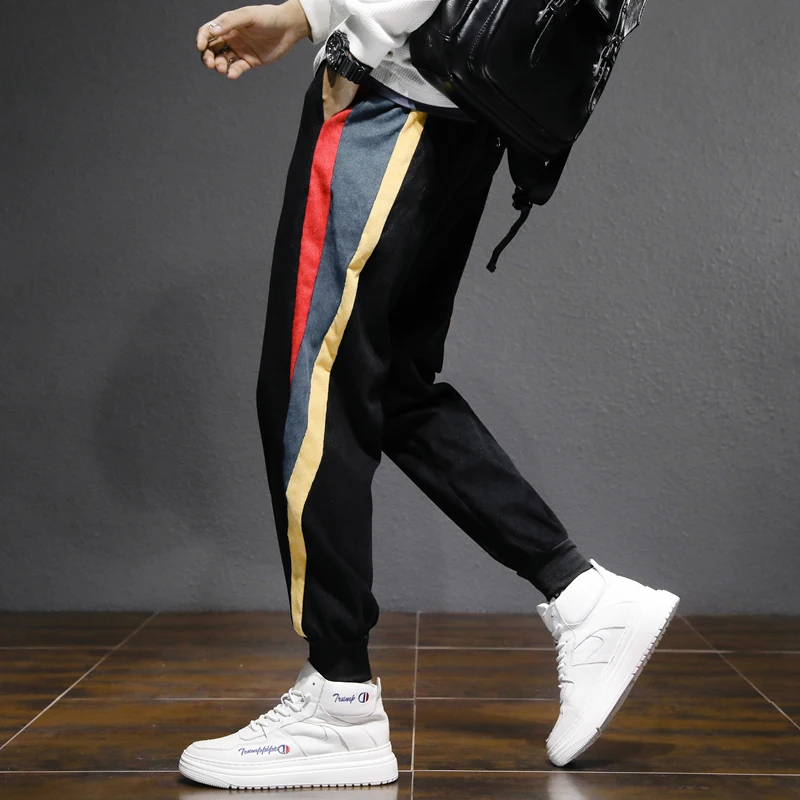 Мужские брюки большого размера модные замшевые свободные до щиколотки