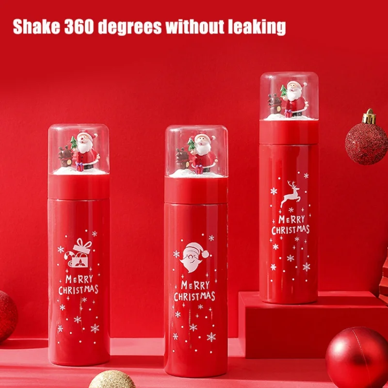 

380ML Cute Elk Insulation Mug Red Cartoon Water Cup Festive Gift 304 Stainless Steel Mug Christmas Gift 6-12 Hour Keep Warm