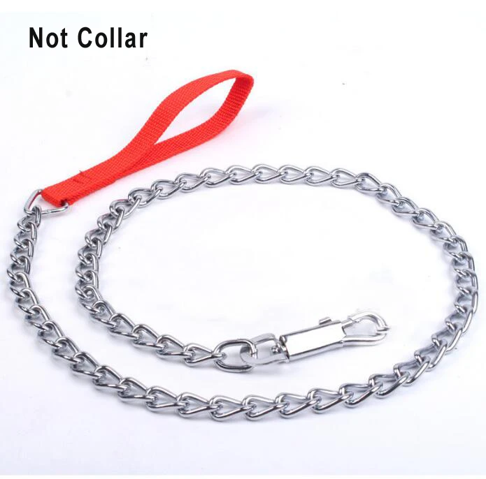 Not Collar Для маленьких для средних и больших собак цепь Тяжелая металлическая цепь анти-укус железная цепь собака для выгула собак поводок Металлический Воротник красная ручка GYH - Цвет: Not Collar