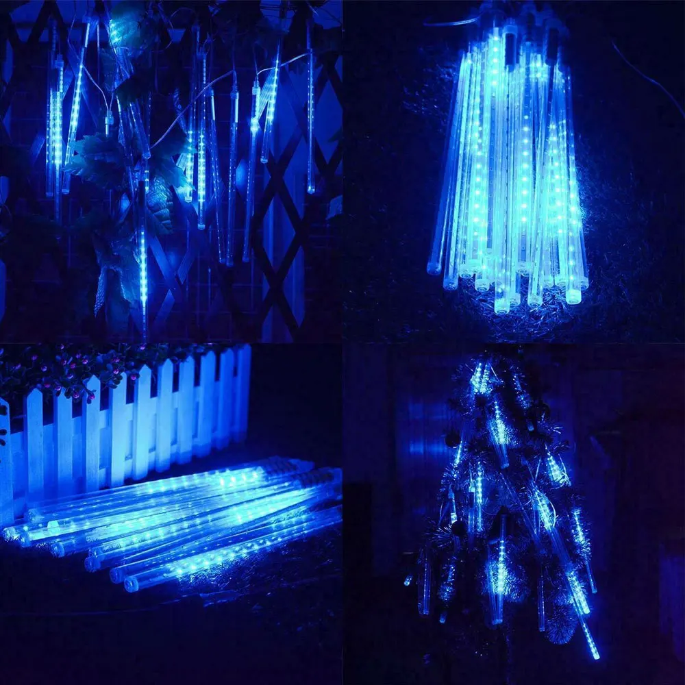 Водонепроницаемая светодиодная гирлянда метеоритный дождь 30 см 8 трубок 144