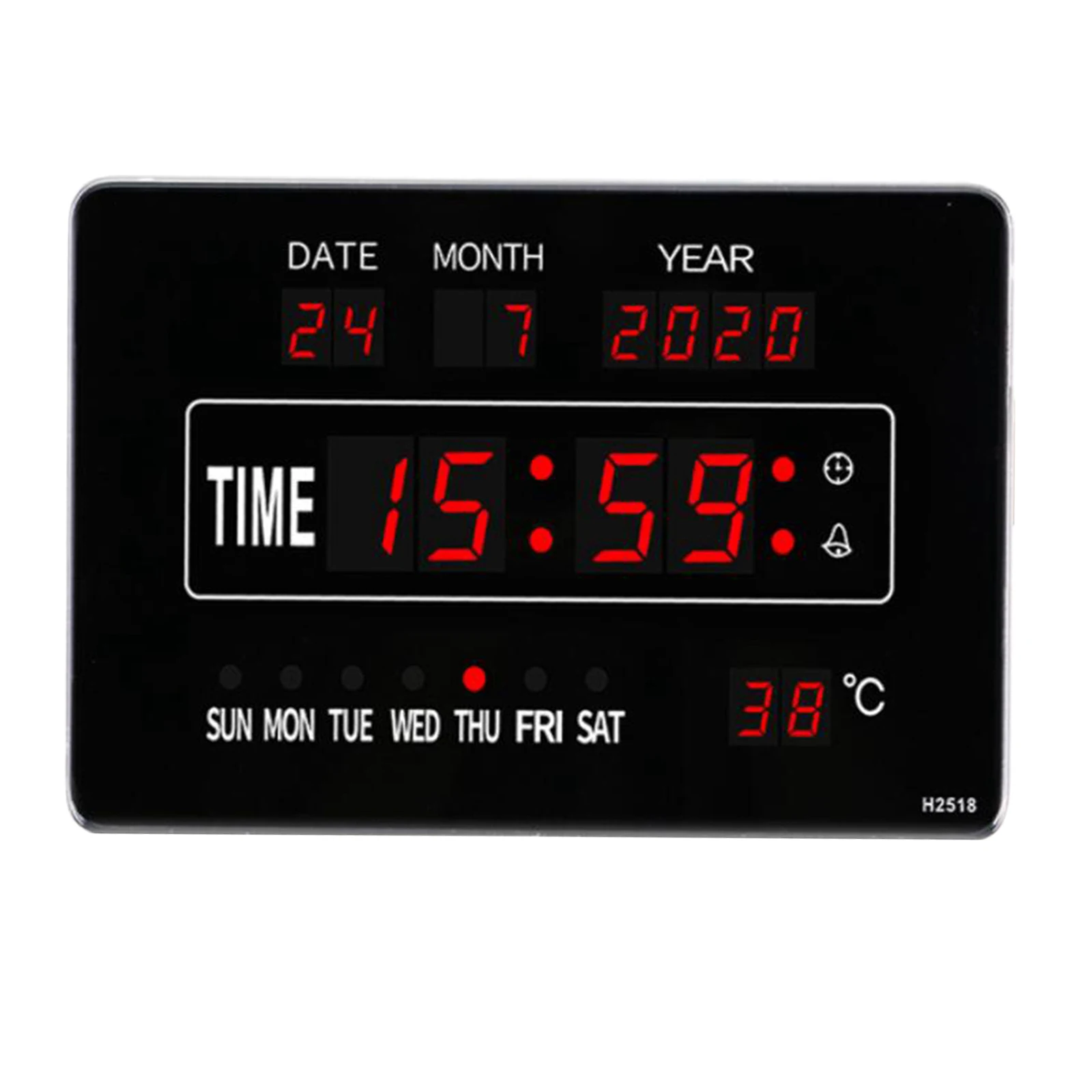 

LED Digital Alarm Clock Wall Clock Calender Temperature Week Easy to Read