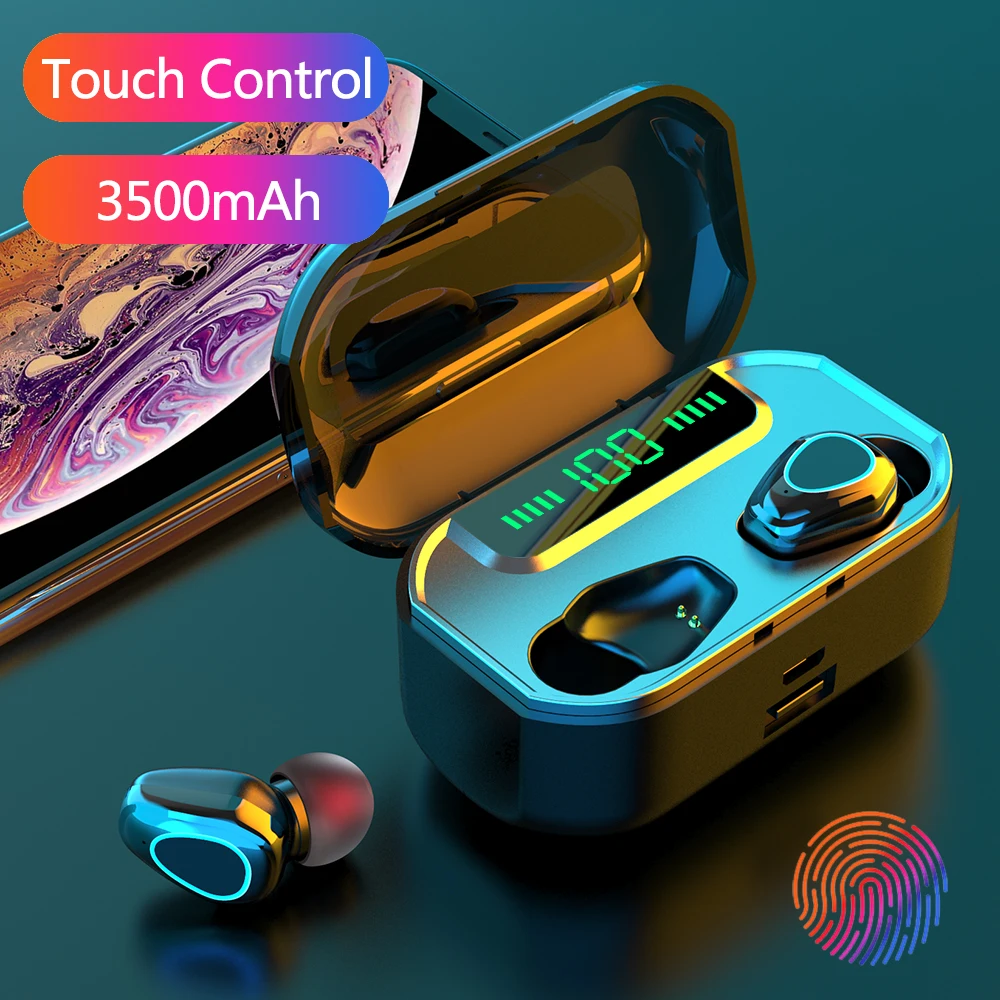 3500 мА/ч Беспроводной Bluetooth наушники С микрофоном вкладыши TWS с для бега спортивные