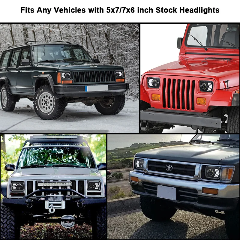 Водостойкие светодиодные фары 5x7 закрытые для грузовика Cherokee XJ YJ|Световая