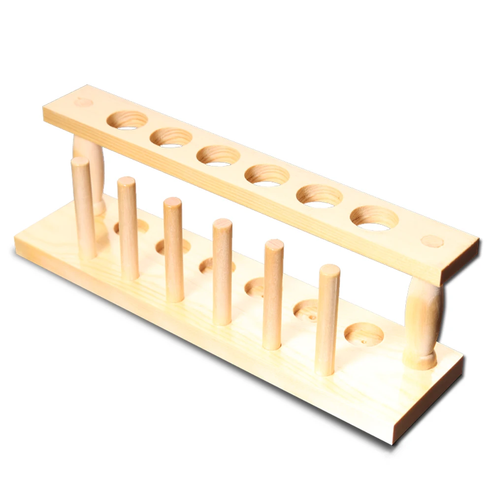 Лабораторная деревянная стойка для пробирок с 6 отверстиями двухцелевая