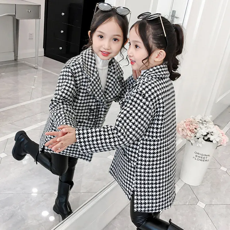 Новое пальто Верхняя одежда для маленьких девочек детская модная шерстяная