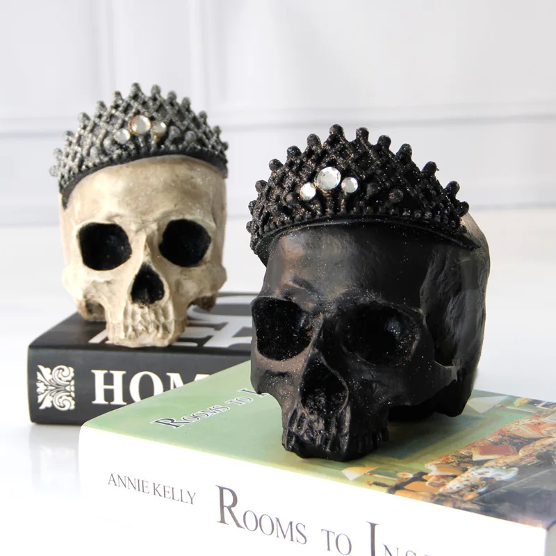 

Креативные поделки из смолы, украшения в виде черепа, королевы, украшения для Хэллоуина, Ремесла, Декор для дома, игрушки, фигурка модели