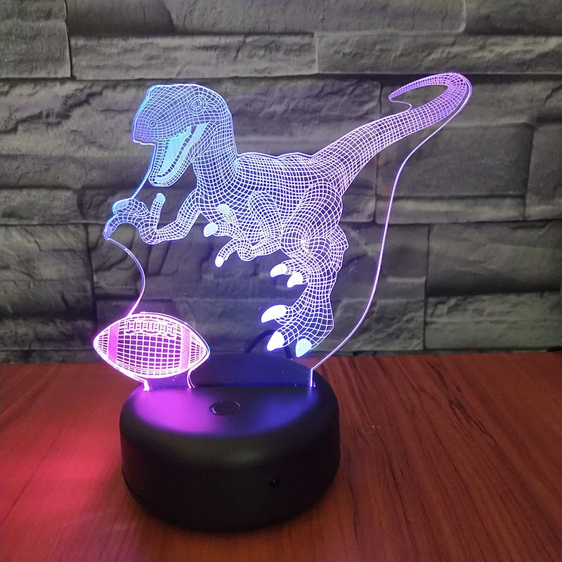 

Dinosaur Rugby 3d Lamp Optical Muliticolor LED Night Light Creative Birthday Xmas Gift for Boy Children
