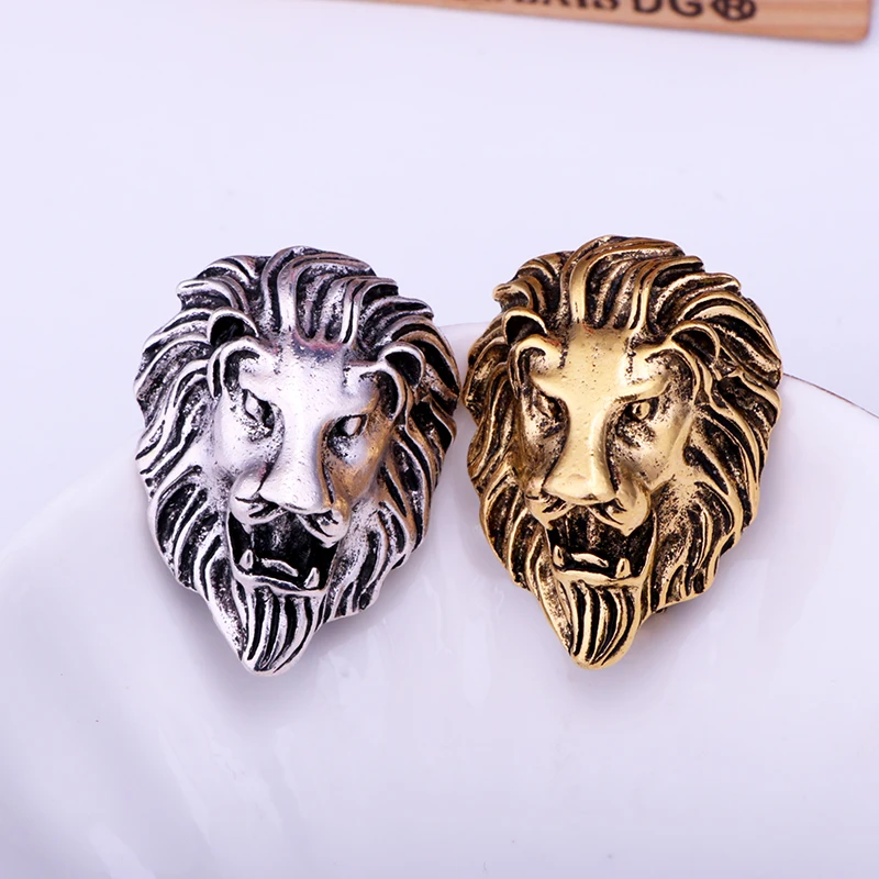 Vintage Jewelry Lion Head Brooches Rhinestone Zinc Alloy Animal Brooch Pin Men's Suit |