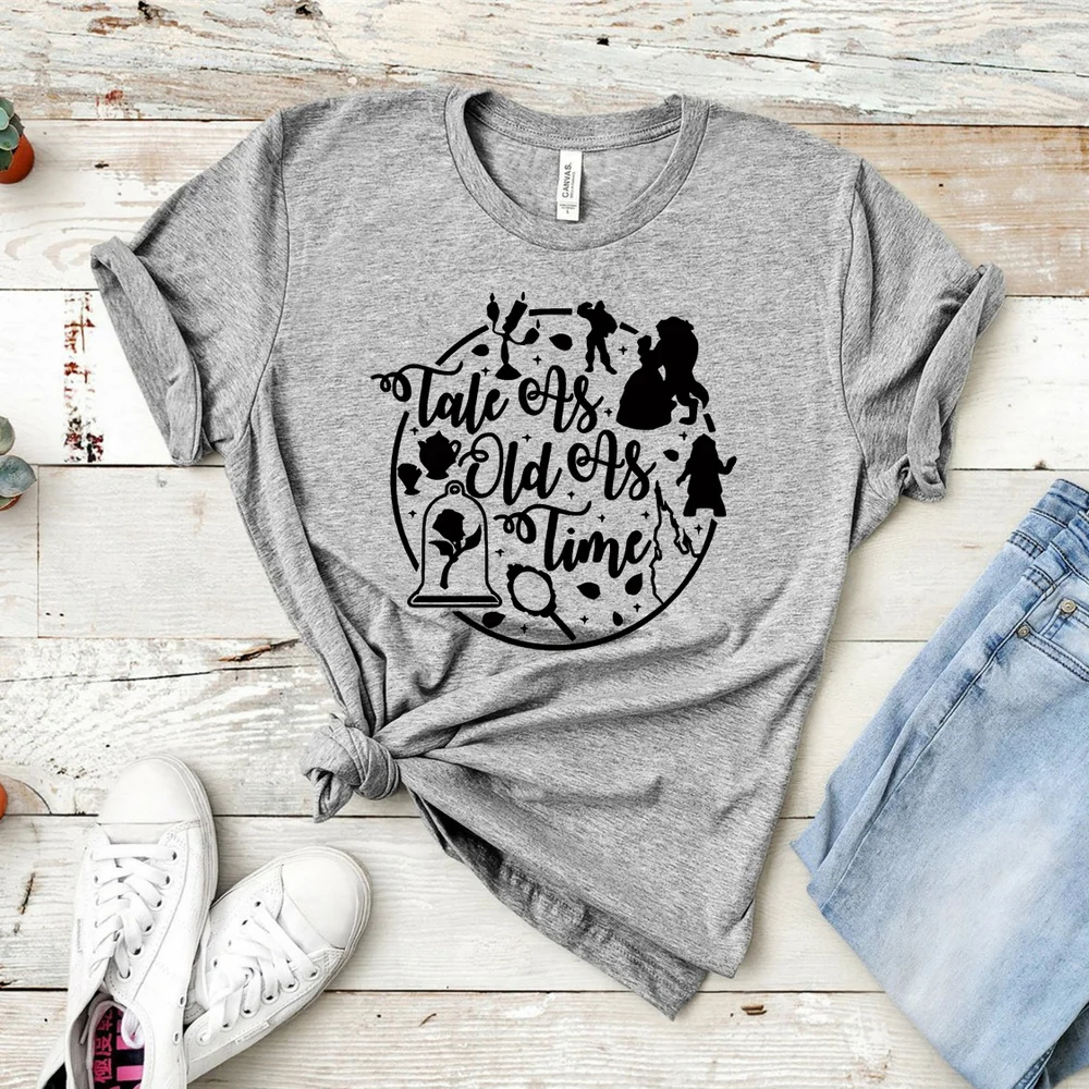 Tale As Old As Time Women's T-Shirt - Beauty and the Beast Cute Casual Tee for Women and Girls image 4
